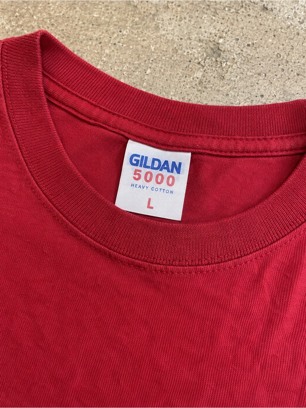 Gildan 5000 Red Heavy Cotton Crewneck Tee, Y2K, Streetwear Size L - Picture 3 of 5